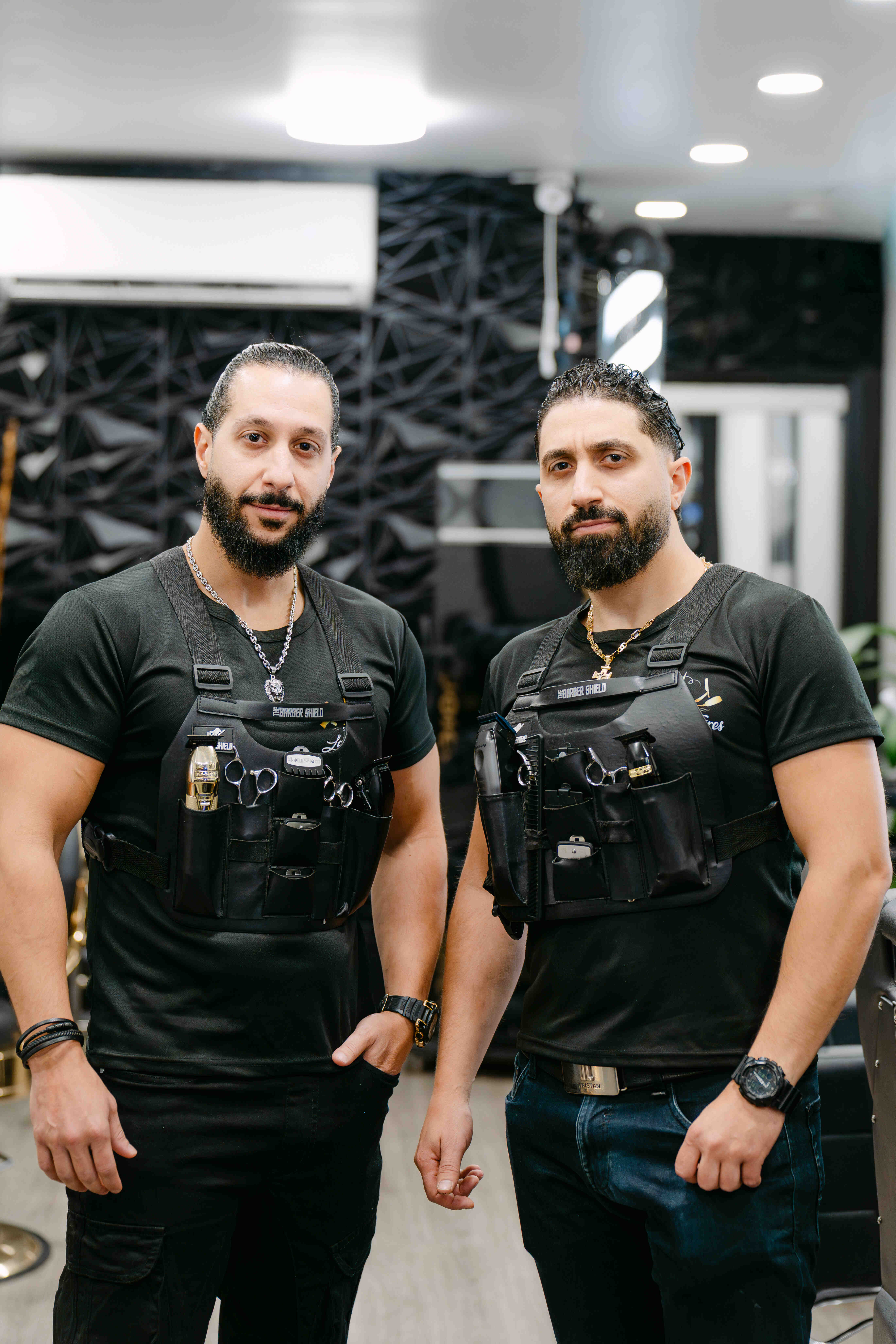 Tony and Joseph at Salon Les Frères barbershop in Laval